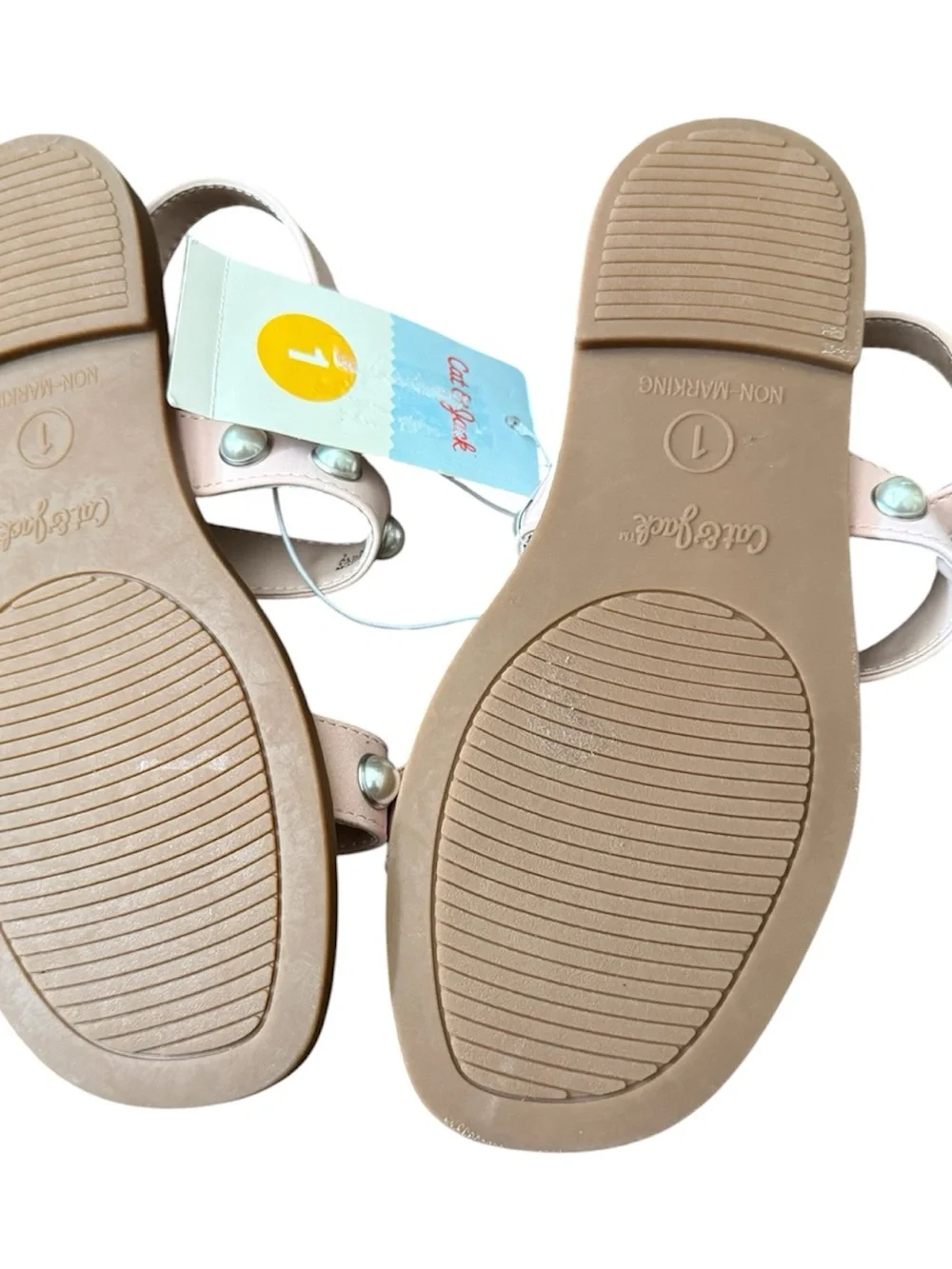 Studded Pearl Accent Pink Leather Sandals